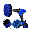 Drill Brush Attachments Medium Bristle 3 Pack All Purpose Scrubber Scratch Free Bathroom, Shower, Sink, Car, Kayak, Toilet, Countertop, Boat, Floor, and More (Blue-Medium)