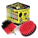 Drill Brush - Outdoor - Cleaning Supplies - Spin Brush - Red Stiff Bristle Scrubber Set - Farm - Horse - Barn - Water Trough - Feed Buckets - Concrete Pools - Concrete - Rubber Mat - Fountain - Brick
