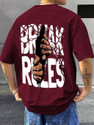 DripStyle Fashion Printed Men Round Neck Maroon