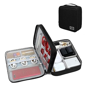 cable organiser bag travel electronics gadget case storage pouch for accessories cables chargers plugs memory cards usb data cable portable zippered pouch box-black