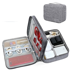 cable organiser bag travel electronics gadget case storage pouch for accessories cables chargers plugs memory cards usb data cable portable zippered pouch box-grey