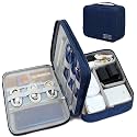 Cable Organiser Bag Travel Electronics Gadget Case Storage Pouch For Accessories, Cables, Chargers, Plugs, Memory Cards, USB Data Cable, Portable Zippered Pouch Box-Navy Blue