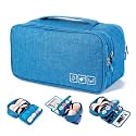 Portable 3 Layer Lingerie Organizer Toiletry Travel Bag for Storage of Bra Underwear, Cosmetics, Makeup Bag Fashion Portable Multi Functional Travel Organizer - Pack of 1 (Sky Blue)