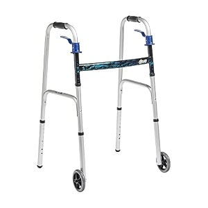 drive medical trigger release folding walker brushed steel