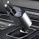 Multi Retractable Car Charger, 4 in 1 Car Phone Fast Charger,Retractable Cables Type C and 2.4A USB Ports Car Charger Adapter (Grey) (Retractable Charger)