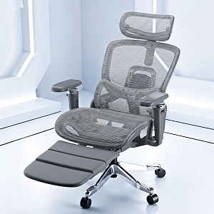 drogo flow 360 ergonomic office chair for work from home with patented flow technology amp cable mechanism  gaming chair with trifold footrest 360adjustable armrest headrest amp lumbar support grey