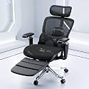 DROGO Flow 360 Ergonomic Office Chair for Work from Home with Patented Flow Technology &amp; Cable Mechanism | Gaming Chair with Trifold Footrest, 360°Adjustable Armrest, Headrest &amp; Lumbar Support(Black)