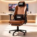 DROGO Titan Ultra Ergonomic Gaming Chair with Soft Weave Mesh Fabric, Magnetic Memory Foam Headrest Pillow & Lumbar Support | Office Chair with 3D Adjustable Armrest & Heavy Duty Nylon Base (Brown)