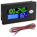 DROK 24V Battery Meter, 10-100V Voltage Battery Capacity Fahrenheit Temperature Monitor Power Percentage Indicator for Car Marine