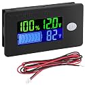 DROK RV Battery Monitor 12v - LCD Display Golf Cart Battery Meter 10-100v, Car Voltage Meter Temperature Gauge for DIY Project