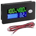 DROK 48v Golf Cart Battery Meter - LCD Display Lithium Battery Monitor 10-100v Volt Meter Temperature Gauge for Marine RV Car DIY Project