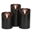 Halloween Black Flameless LED Pillar Candles Flickering with Timer