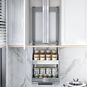 Drop Down Kitchen Spice Rack Double-Tier Double-Tier Pull Down Cabinet Organizer 304 Stainless Steel Construction 52/62cm Height Space-Saving Design Suitable for Kitchens 540x280x520mm/21.2x11x20.5in