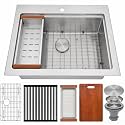 Drop In Kitchen Sink 28" X 22",Single Bowl Workstation Sinks
