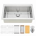 Drop In Kitchen Sink 33" X 22",Single Bowl Workstation Sinks
