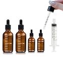 Dropper Bottles 0.1&0.3 oz with 5ml Syringe Extract Tool, 5ml & 10ml Thick Dark Amber Glass Tincture Bottles with Eye Droppers-Leakproof Essential Oils Small Bottles with Scale Lines