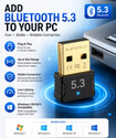 Dross Bluetooth 5.3 USB Dongle Adapter for PC Laptop, Plug & Play Wireless Receiver USB Adapter