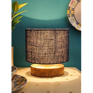 devansh blue jute shade lamp with natural wood base for decorationofficehomegiftingstudy for officehomegifting -7x7x7 inches -
