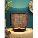 Devansh Blue Jute Shade Lamp with Black Wood Base for Decoration/Office/Home/Gifting/Study for Office/Home/Gifting -(7x7x7) Inches -