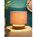 Devansh Grey Cotton Shade Lamp with Natural Wood Base for Decoration/Office/Home/Gifting/Study for Office/Home/Gifting -(7x7x7) Inches -
