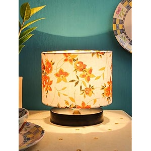 devansh multicolor cotton shade lamp with black wood base for decorationofficehomegiftingstudy for officehomegifting -7x7x7 inches -
