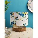 Devansh Multicolor Cotton Shade Lamp with Natural Wood Base for Decoration/Office/Home/Gifting/Study for Office/Home/Gifting -(7x7x7) Inches -