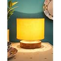 Devansh Yellow Cotton Shade Lamp with Natural Wood Base for Decoration/Office/Home/Gifting/Study for Office/Home/Gifting -(7x7x7) Inches -