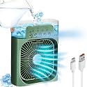 Drumstone ???????? ???????????????????? ???????????????????????????????? Mini Air Cooler, Portable Air Conditioner Fan with 3 Wind Speeds & Spray Modes, Personal Desk Cooler, Adjustable Timer, LED Light, Removable Tank_Mu