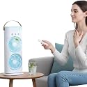 Drumstone (???????????????????????????? ???????? ???????????????????? ???????????????????????????????? 4000mAh Double Spray Mist Fan – Rechargeable USB-C Cold Air Desk Fan with 280ml Water Tank, 3-Speed & Mist Modes, Remo