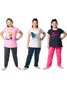 druzzee kids nightwear girls printed cotton blend