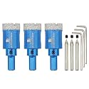 Dry Diamond Core Drill Bit with Pilot Bit - 1" Diamond Tile Hole Saw with Triangle Shank for Porcelain Tile Ceramic Stone Granite Marble(3pcs)