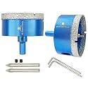 Dry Diamond Core Drill Bit with Pilot Bit - 2 11/16" Diamond Tile Hole Saw with Triangle Shank for Porcelain Tile Ceramic Stone Granite Marble(2pcs)