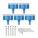 Dry Diamond Core Drill Bit with Pilot Bit - 2 1/2" inch Diamond Tile Hole Saw with Triangle Shank for Porcelain Tile Ceramic Stone Granite Marble(5pcs)