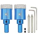Dry Diamond Core Drill Bit with Pilot Bit - 1 1/8" inch Diamond Tile Hole Saw with Triangle Shank for Porcelain Tile Ceramic Stone Granite Marble(2pcs)