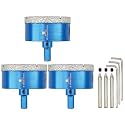 Dry Diamond Core Drill Bit with Pilot Bit - 2 11/16" Diamond Tile Hole Saw with Triangle Shank for Porcelain Tile Ceramic Stone Granite Marble(3pcs)