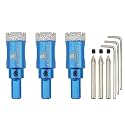 Dry Diamond Core Drill Bit with Pilot Bit - 4/5" Diamond Tile Hole Saw with Triangle Shank for Porcelain Tile Ceramic Stone Granite Marbl(3pcs)