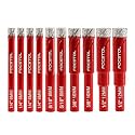 Dry Diamond Drill Bit Set - FOCSTOL 10pcs Diamond Hole Saw Kit &amp; Carbide Drill with Round Shank for Ceramic Porcelain Tile Marble Granite (6mm*4+8mm*2+10mm*2+12mm*2)