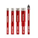 Dry Diamond Drill Bits Set - FOCSTOL 4pcs 6/8/10/12mm Diamond Hole Saw &amp; 1pc 6mm Carbide Drill with Round Shank for Ceramic Porcelain Tile Marble Granite