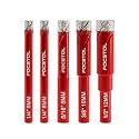 Dry Diamond Drill Bits Set - FOCSTOL 5pcs 6/6/8/10/12mm Diamond Hole Saw Kit with Round Shank for Ceramic Porcelain Tile Marble Granite
