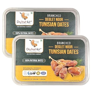 dry fruit hub tunisian dates 1kg 2x500g  deglet nour branched date  queen of all khajur  natural no added sugar  premium khajoor  iso certified