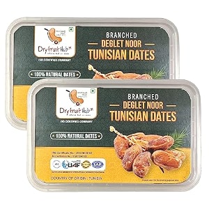 dry fruit hub tunisian dates 800g 2x400g  deglet nour branched date  queen of all khajur  natural no added sugar  premium khajoor  iso certified