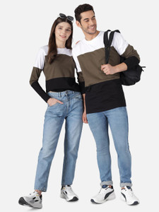 the dry state couple colorblock round neck cotton blend multicolor t-shirt