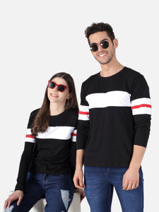 the dry state pack of 2 couple colorblock round neck cotton blend multicolor t-shirt