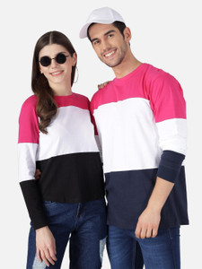 the dry state couple colorblock round neck cotton blend multicolor t-shirt
