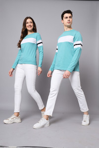 the dry state colorblock couple round neck blue t-shirt