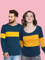 THE DRY STATE Pack of 2 Couple Colorblock Round Neck Cotton Blend Multicolor T-Shirt