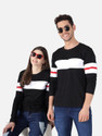 THE DRY STATE Pack of 2 Couple Colorblock Round Neck Cotton Blend White, Blue T-Shirt
