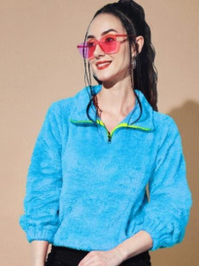 the dry state women solid fleece jacket