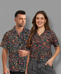 the dry state couple printed round neck cotton blend multicolor t-shirt