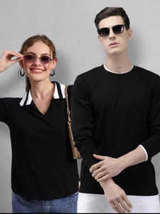 the dry state printed couple round neck multicolor t-shirt